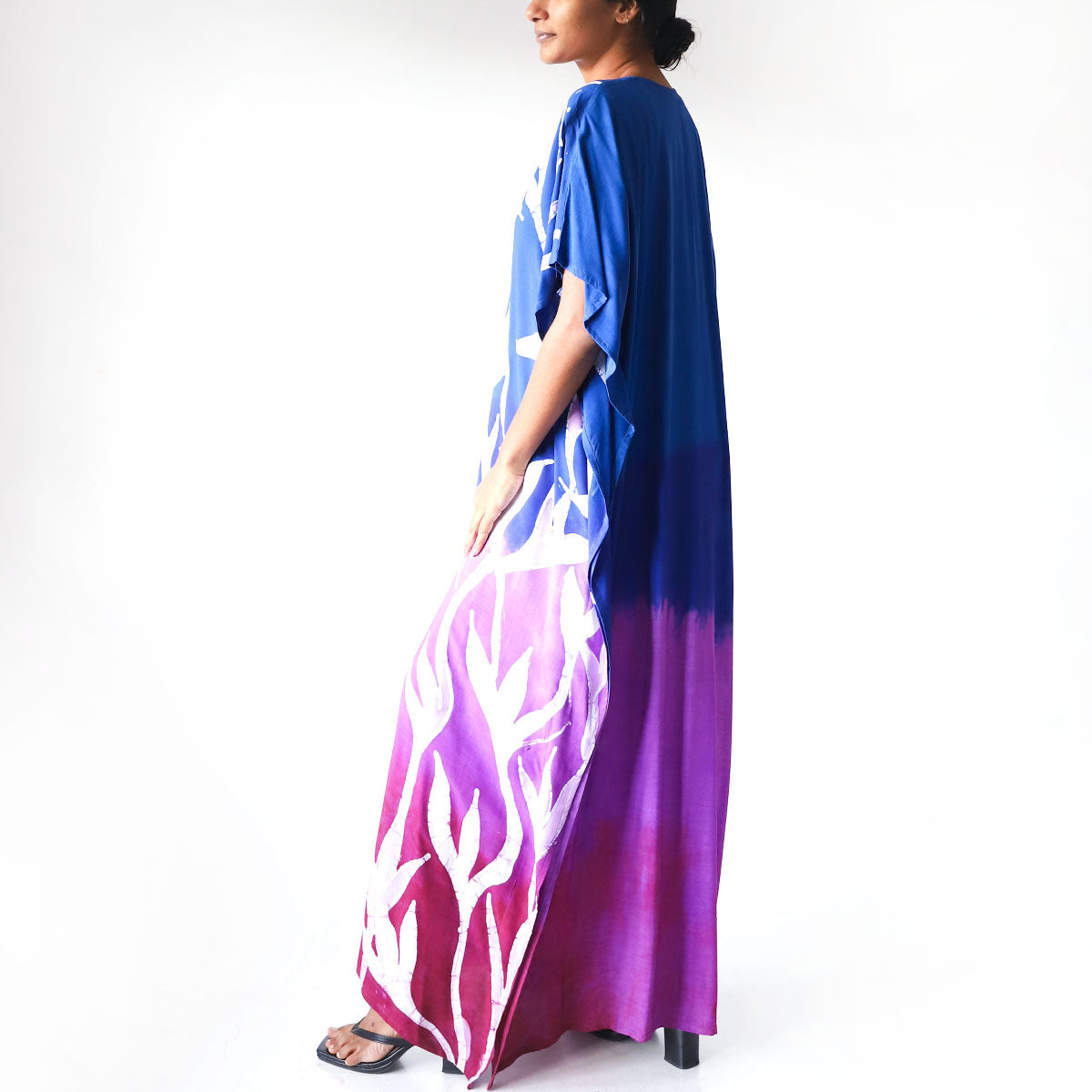 Coral & Sky Vine Batik Kaftan