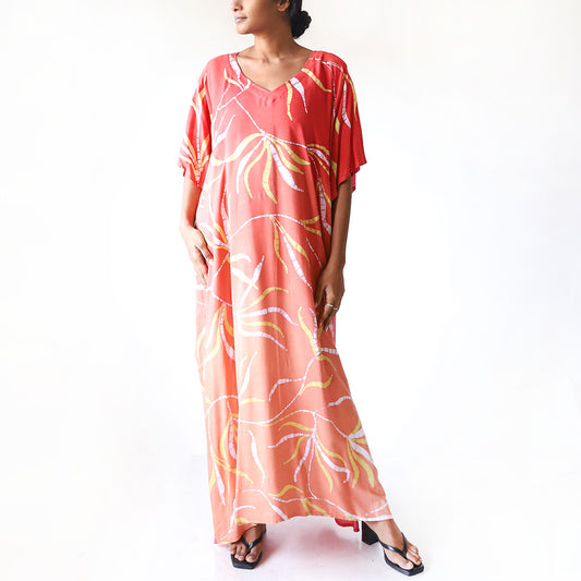 Amber & Ruby Vine Batik Kaftan