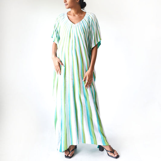 Emerald Stripe Batik Kaftan