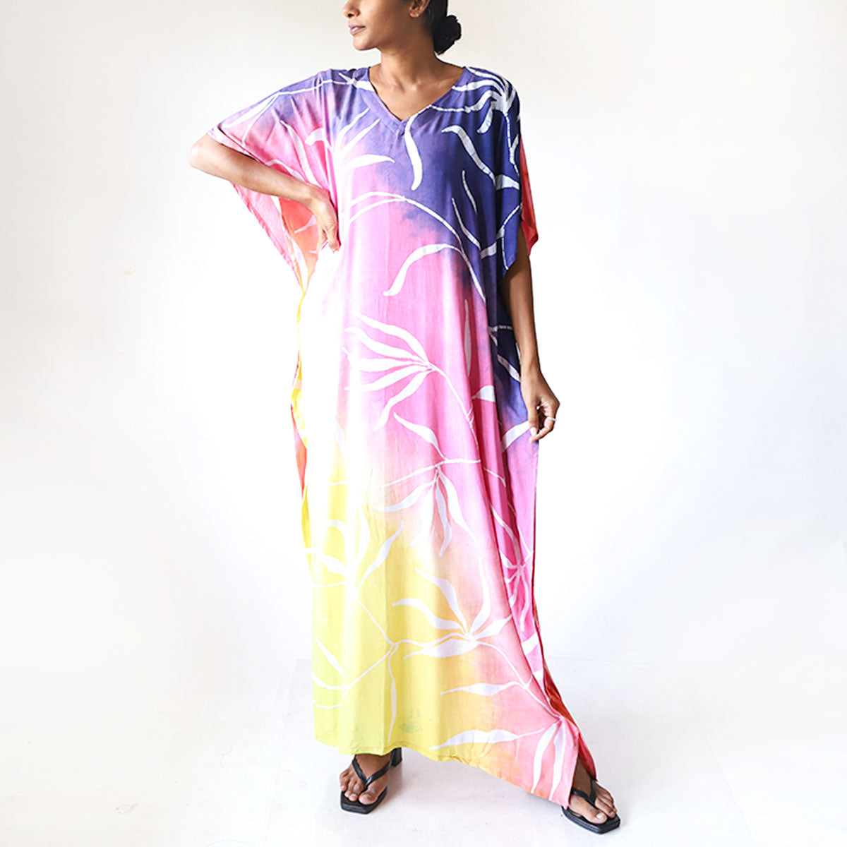 Lavender & Rose Vine Batik Kaftan