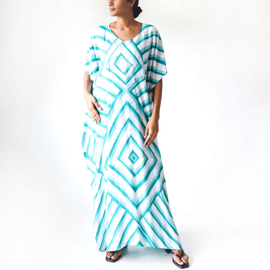 Turquoise Triangle Batik Kaftan