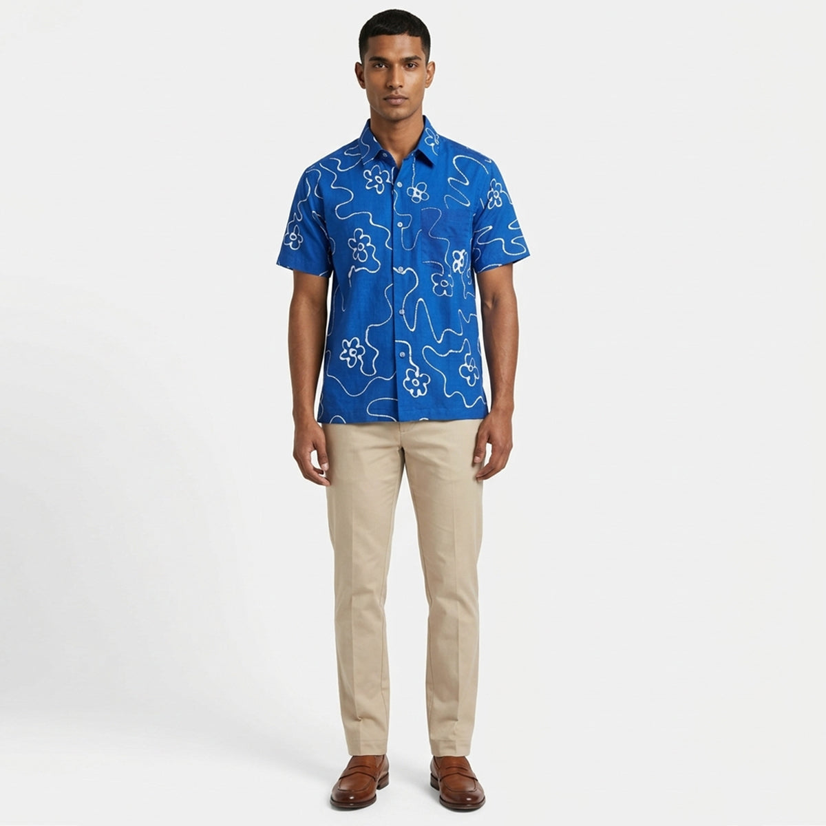 Indigo Blossom Batik Shirt