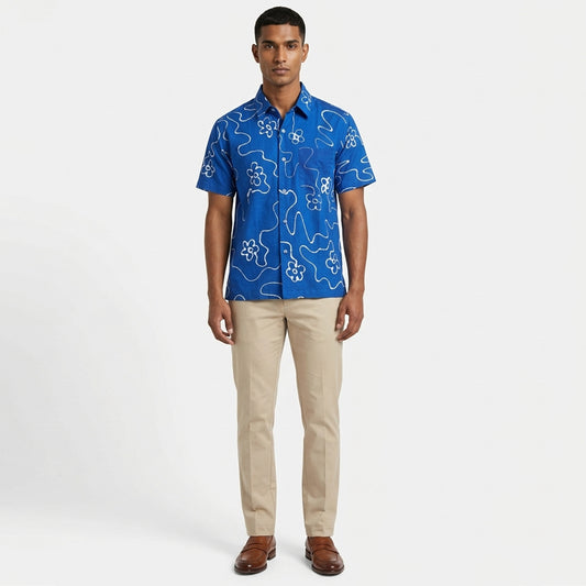 Indigo Blossom Batik Shirt