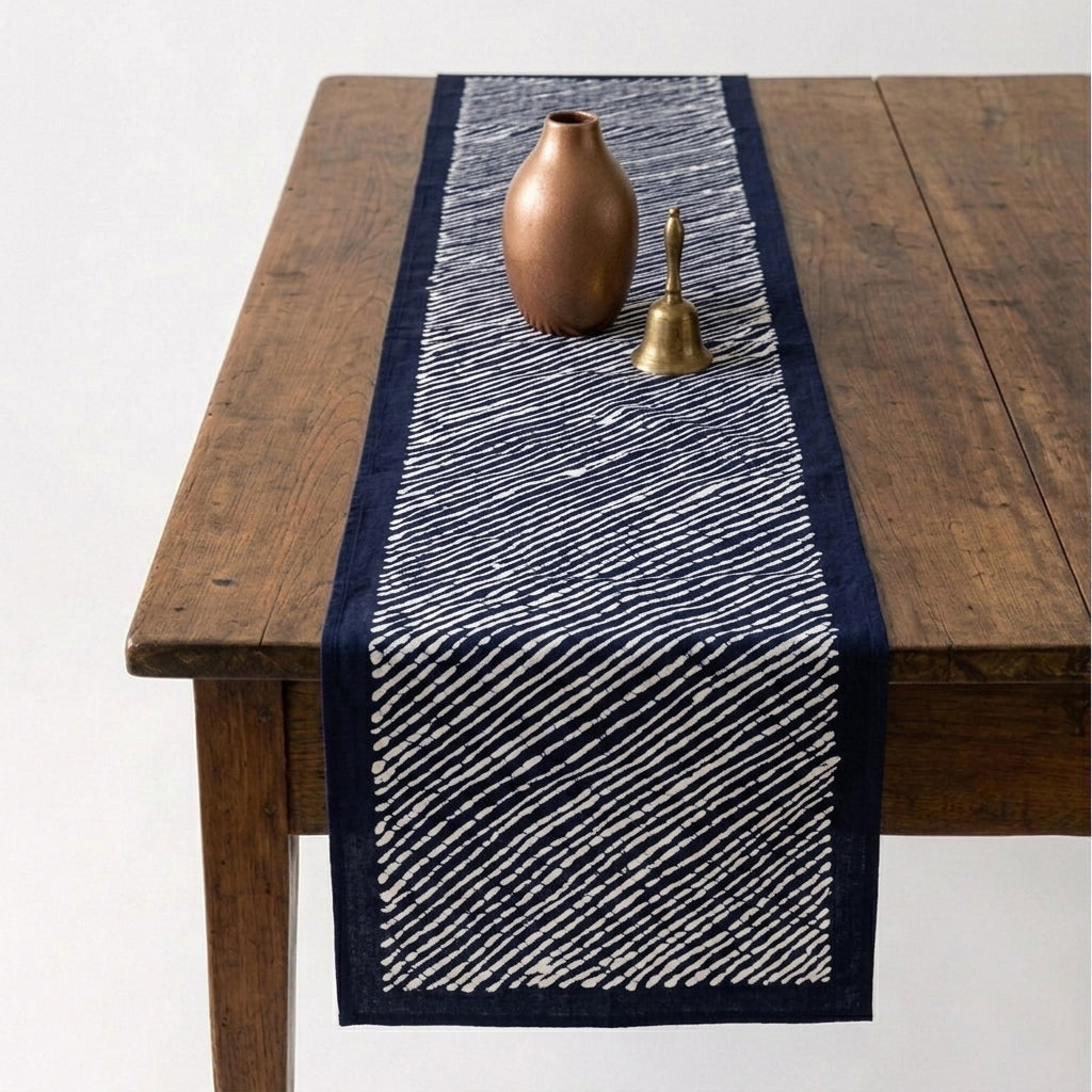 Indigo Tide Batik Table Runner