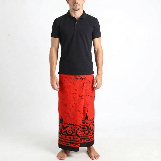 Crimson Shadow Batik Sarong