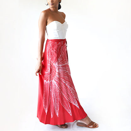 Crimson Bloom Batik Skirt