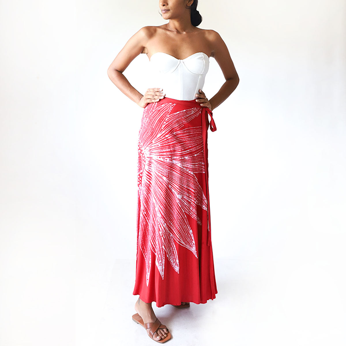 Crimson Bloom Batik Skirt