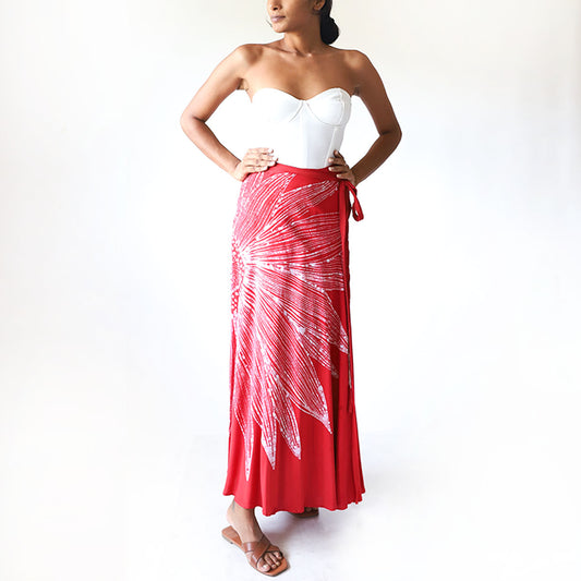 Crimson Bloom Batik Skirt