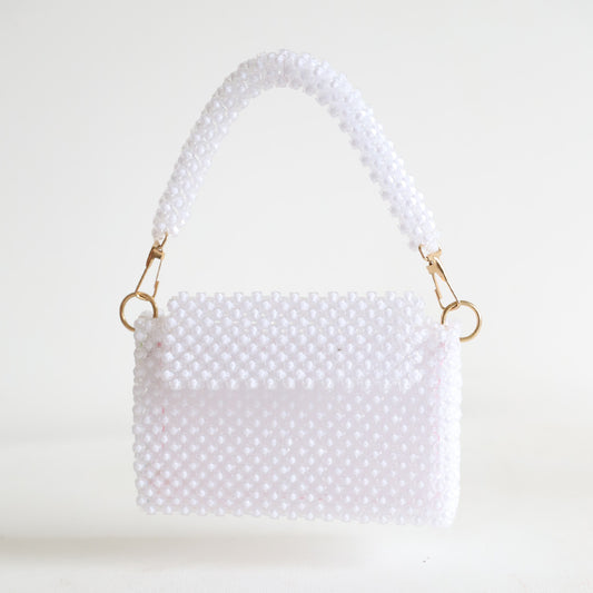 Snowy Elegance Beaded Bag