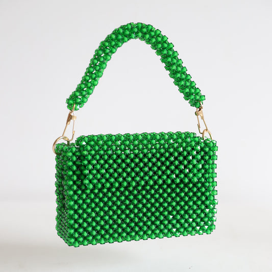 Emerald Glow Beaded Bag