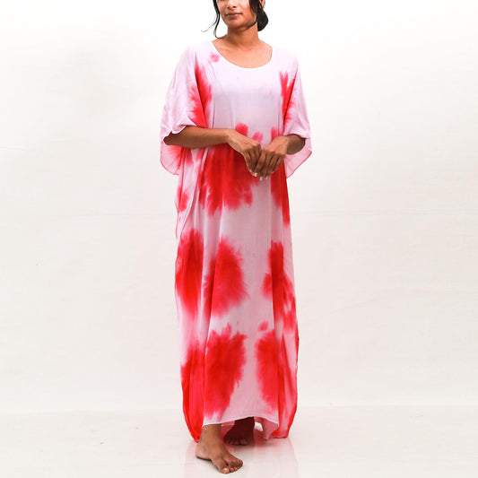 Pink Patch Tie Dye Kaftan