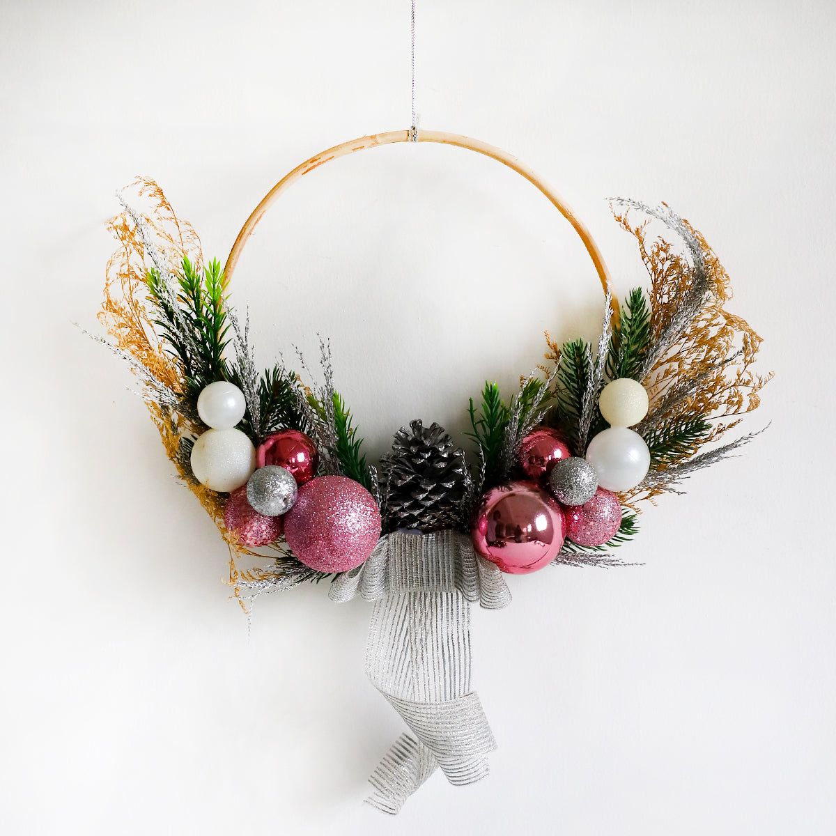 Pink Winter Blossom Wreath