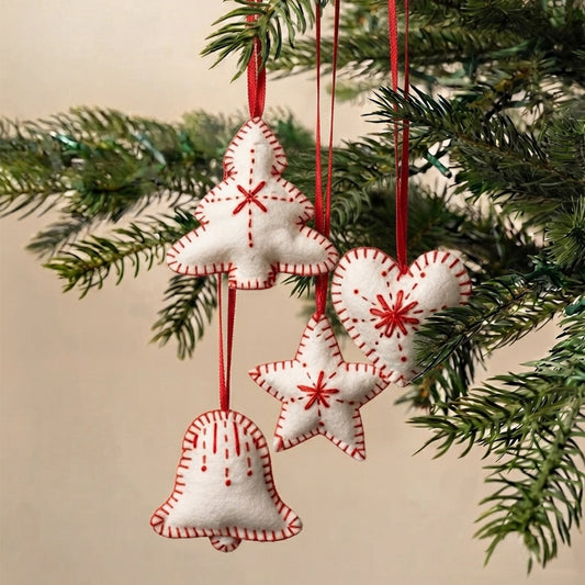 White Felt Ornament Set