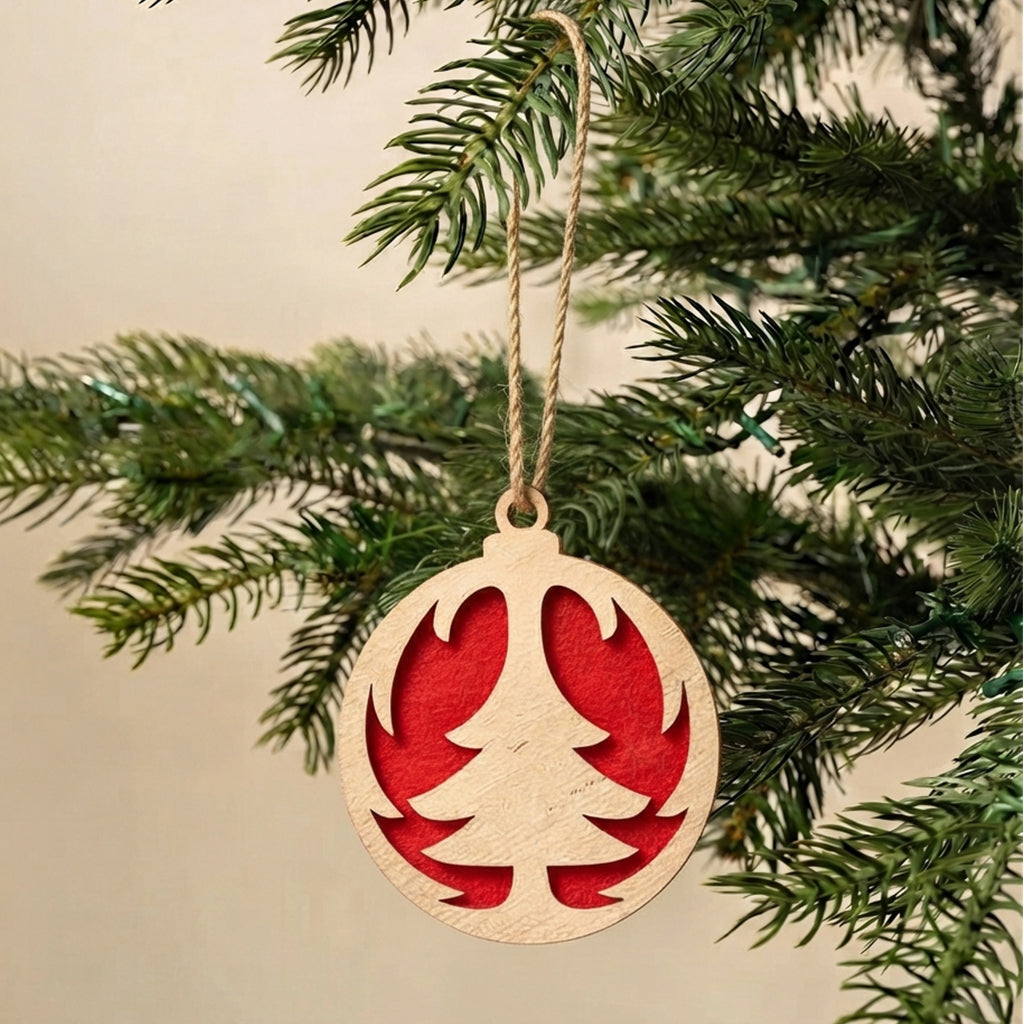 Golden Tree Wooden Christmas Ornament