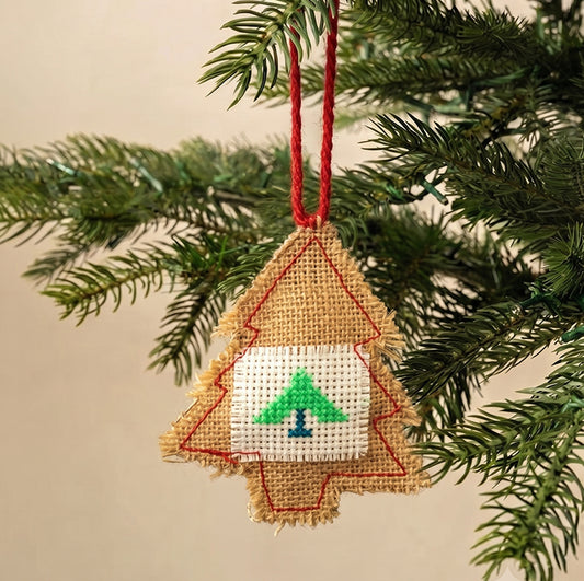Burlap Christmas Tree Ornament