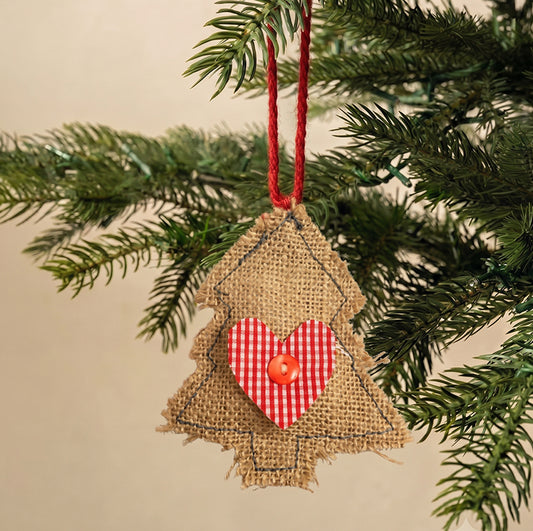 Burlap Christmas Tree Ornament