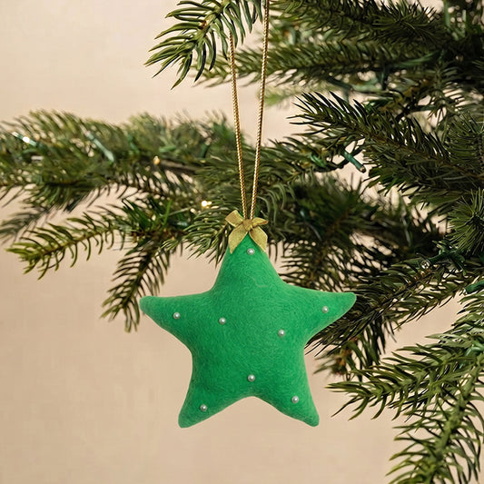 Grinch Green Felt Star Ornament