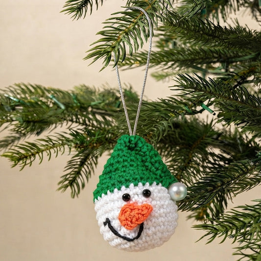 Green Amigurumi Snowman Ornament