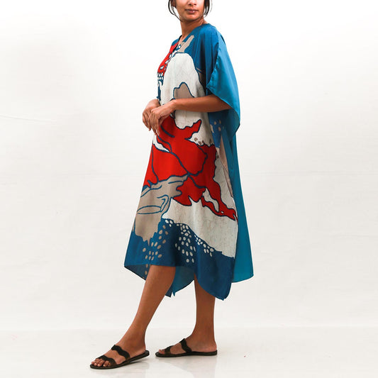 Turq and Red Batik Kaftan