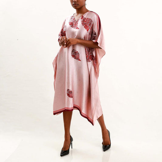 Leaf Print Silk Batik Kaftan