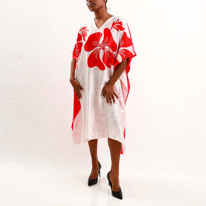Anthurium Silk Batik Kaftan