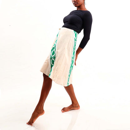 Green Laced Batik Wrap Around Skirt