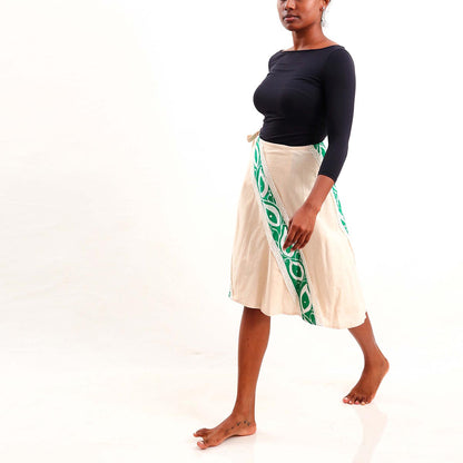 Green Laced Batik Wrap Around Skirt