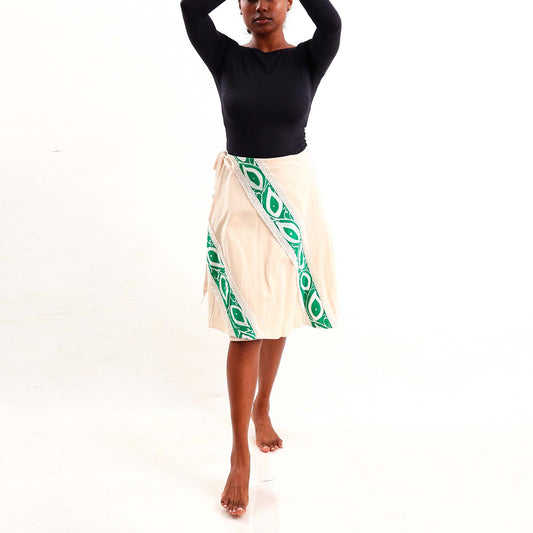 Green Laced Batik Wrap Around Skirt