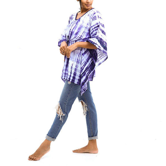 Cyan Hues Tie Dye Poncho