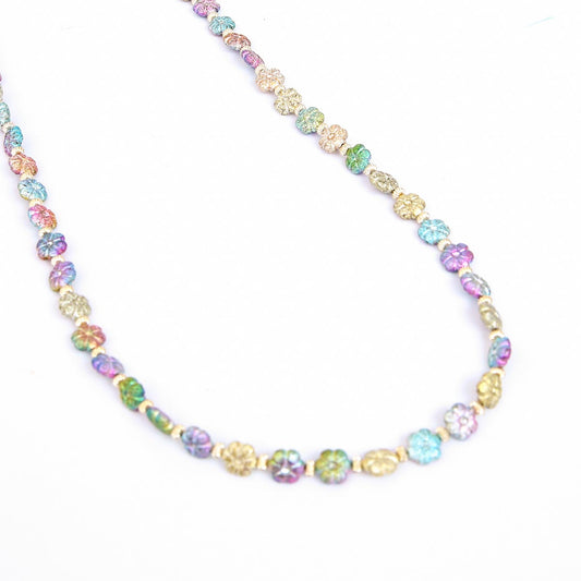 Vibrant floral beaded becklace