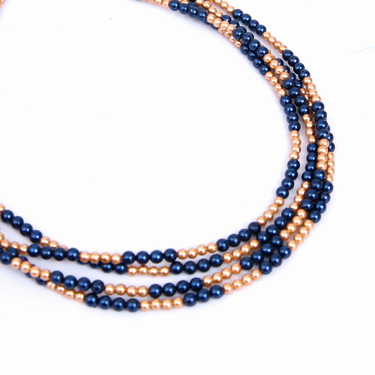 Navy and bronze beaded necklace