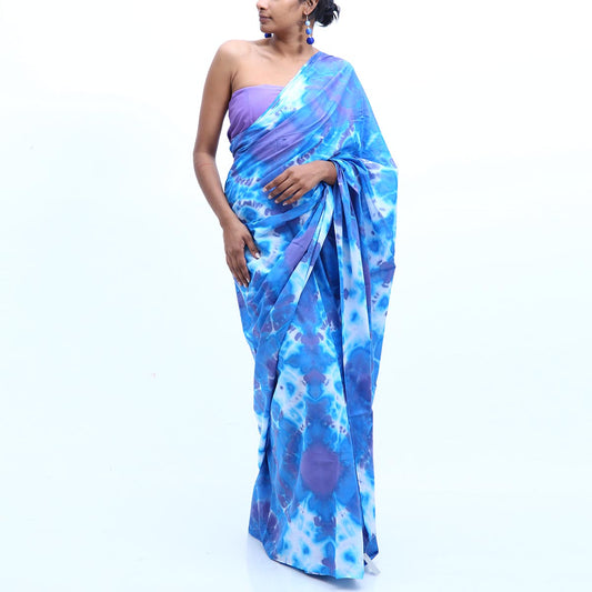 Cyan Hues Tie Dye Saree
