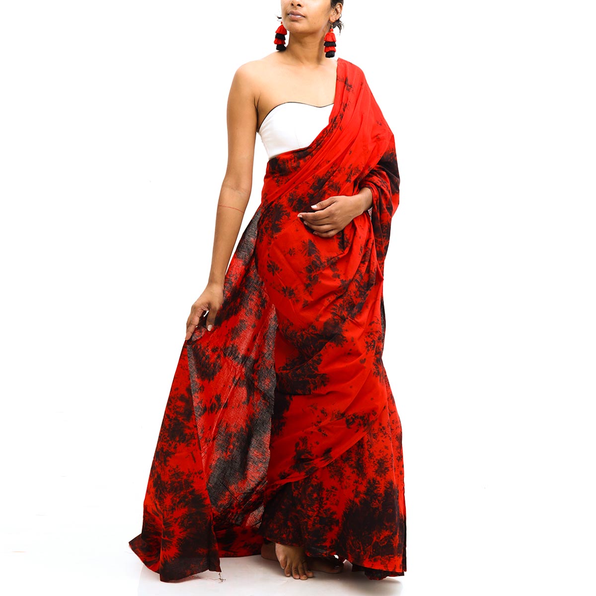 Red Splash Tie Dye Saree