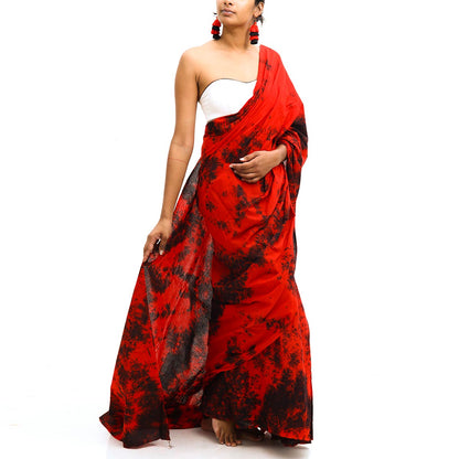 Red Splash Tie Dye Saree