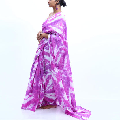 Purple Cloud Tie Dye Saree