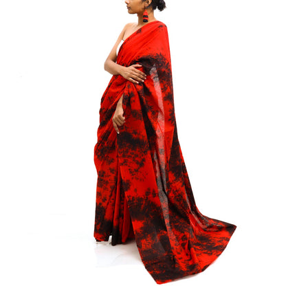 Red Splash Tie Dye Saree