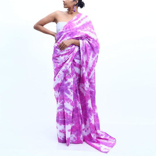 Purple Cloud Tie Dye Saree