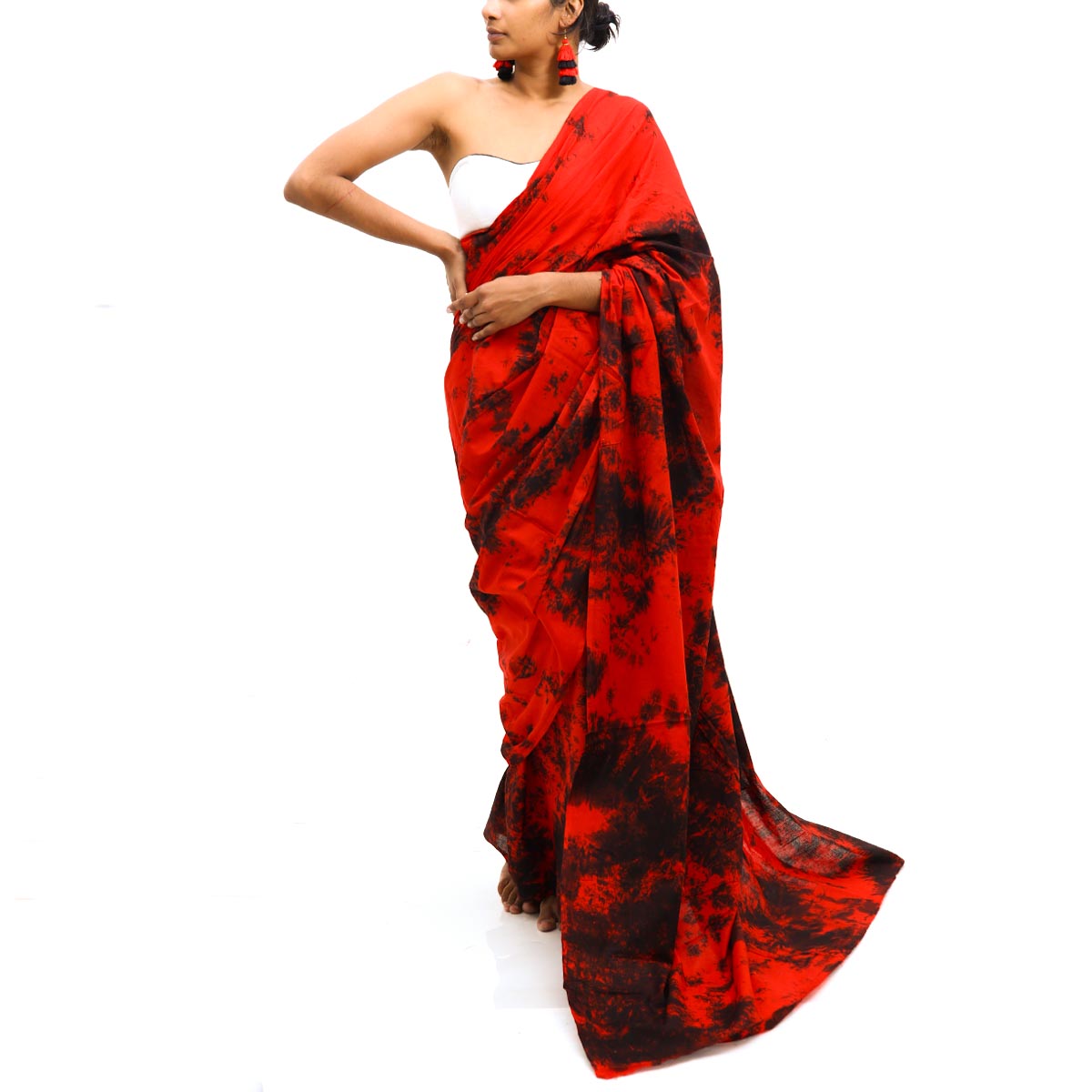 Red Splash Tie Dye Saree