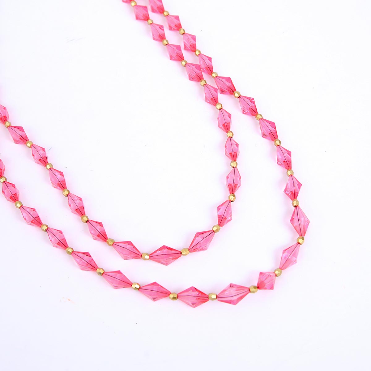Fuscia double layered beaded necklace