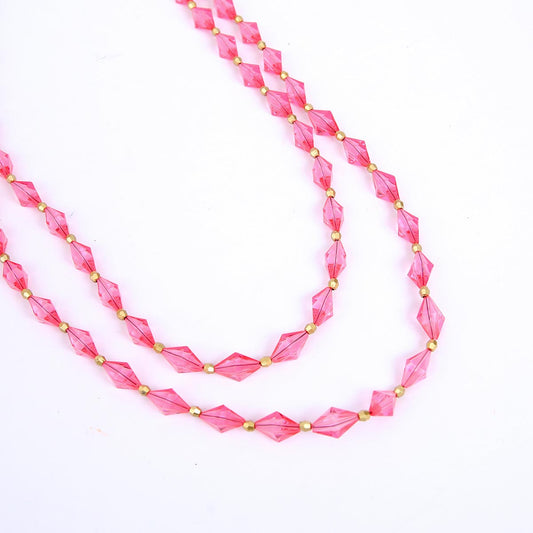 Fuscia double layered beaded necklace
