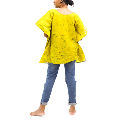 Yellow Motif Batik Ponch Top