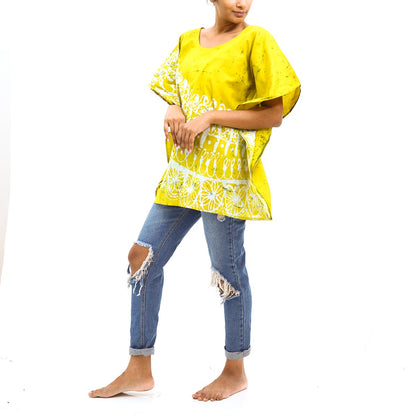 Yellow Motif Batik Ponch Top