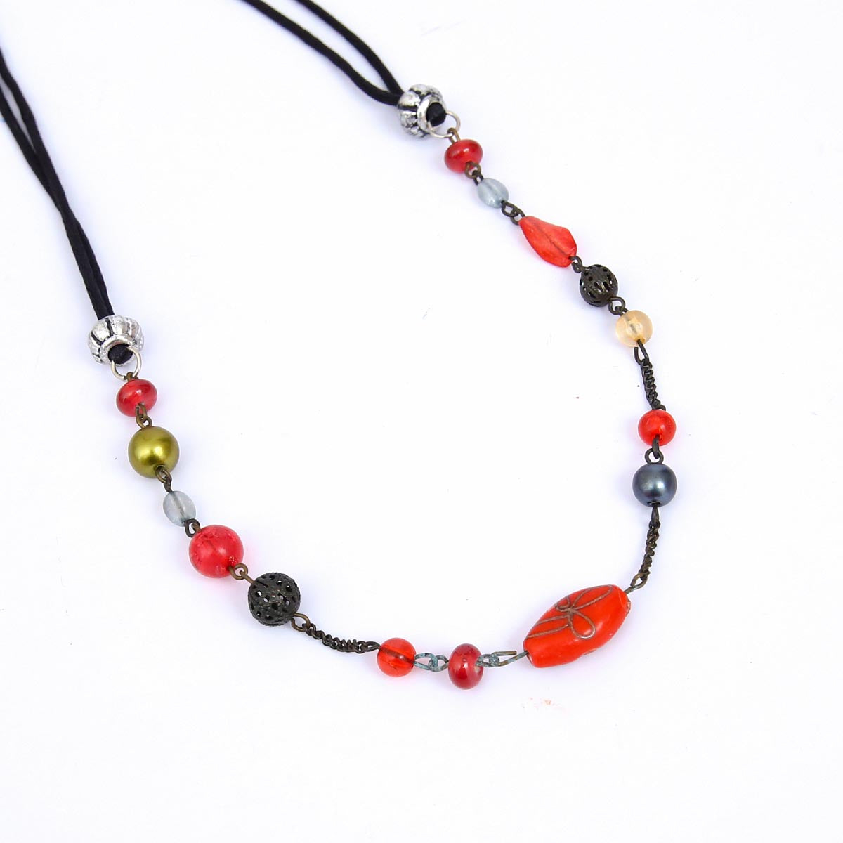 Antique goth beaded necklace