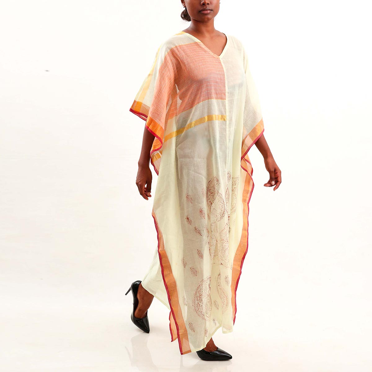 Peachy Block Printed Kaftan