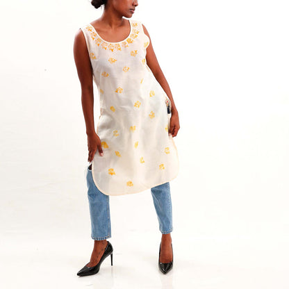 Lavender Block Printed Kurta Top