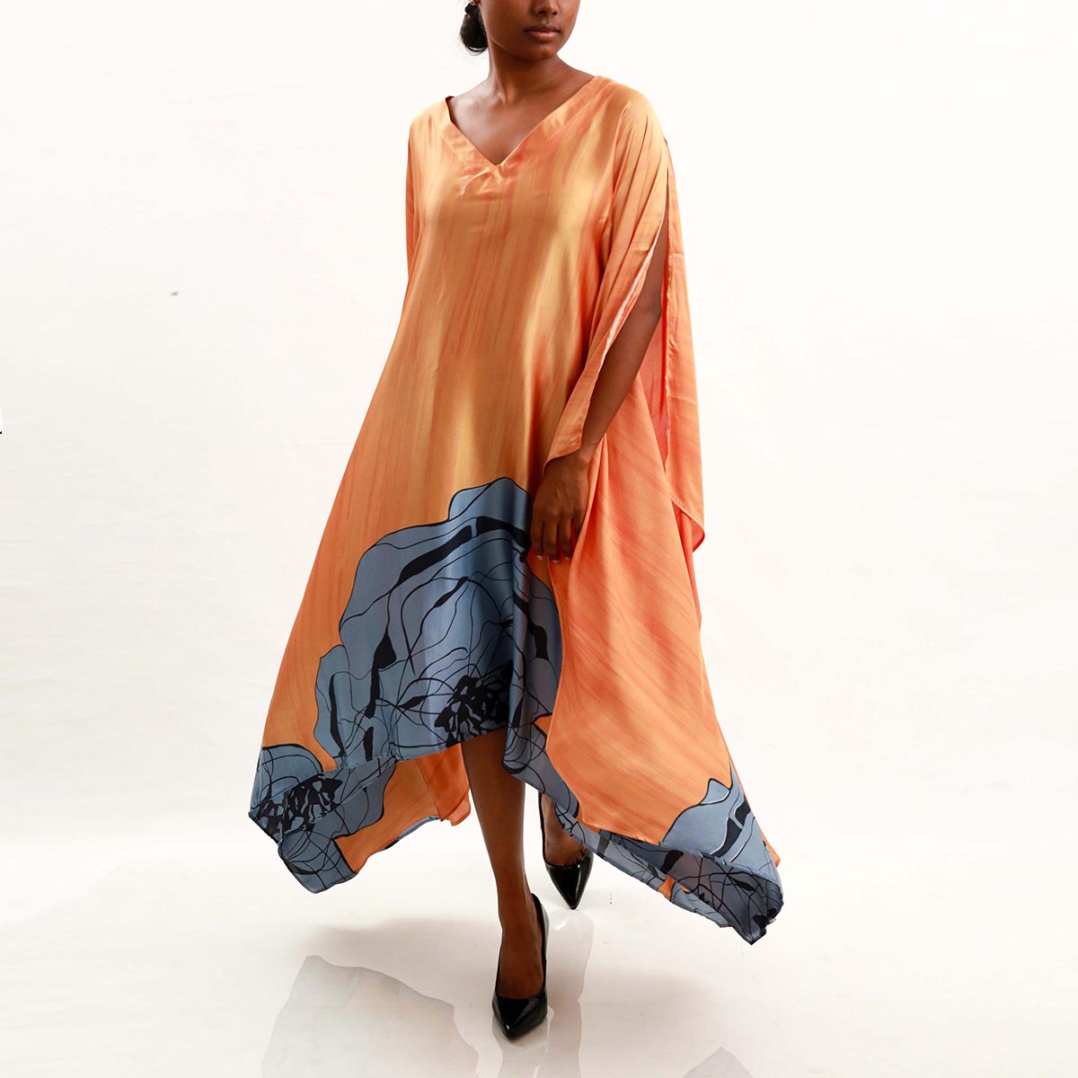 Coral Silk Batik Kaftan