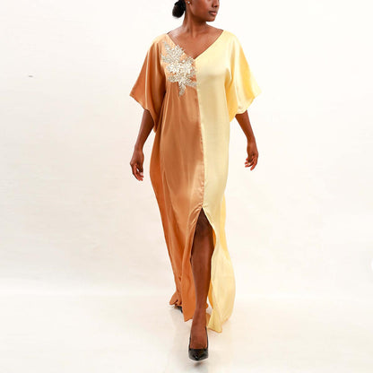 Brown Hues Silk Batik Kaftan