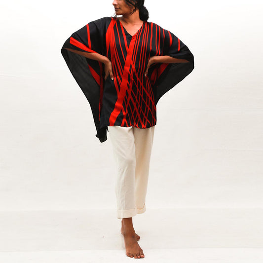 Red Lines Batik Top