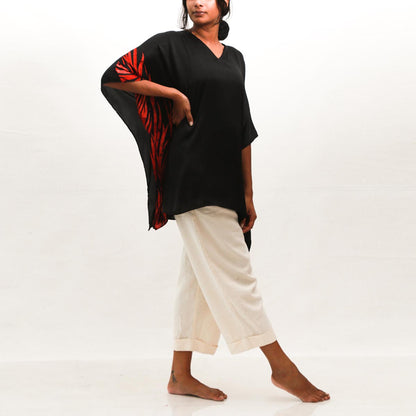 Black Floral Batik Top