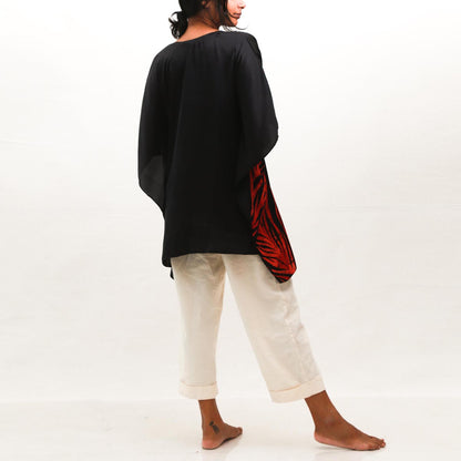 Black Floral Batik Top